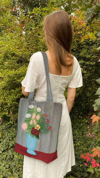 Torba na ramię shopper Still life of flowers in a blue vase Henri Rousseau