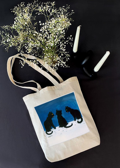 Torba z naszywką Czarne koty na śniegu Louis Wain