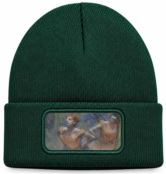 Czapka zimowa Dwie tancerki Edgar Degas – zielona