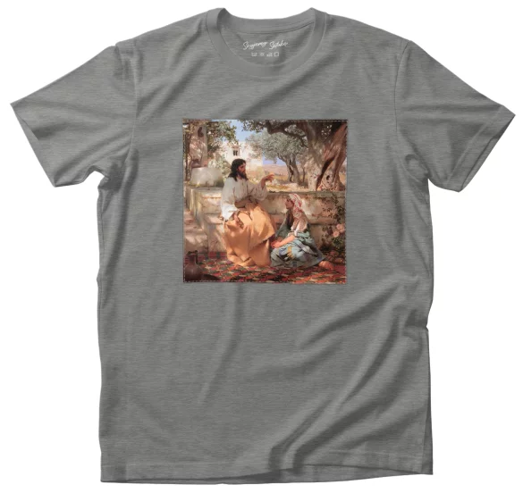 Koszulka z naszywką Chrystus w domu Marii i Marty Henryk Siemiradzki