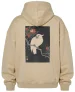 Bluza oversize Biała papuga i granat Ohara Koson