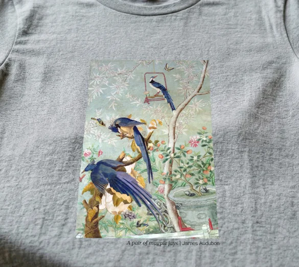 Koszulka z nadrukiem A pair of magpie jays James Audubon
