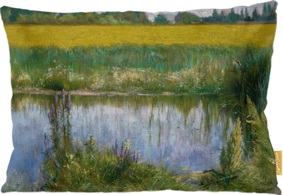 Poduszka dekoracyjna na prezent z obrazem Pole łubinu Władysław Podkowiński Szyjemy Sztukę