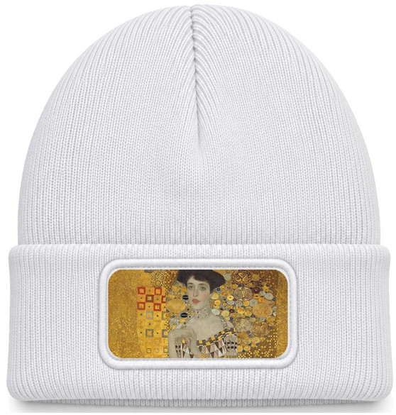 Czapka zimowa Złota Adela Gustav Klimt – biała