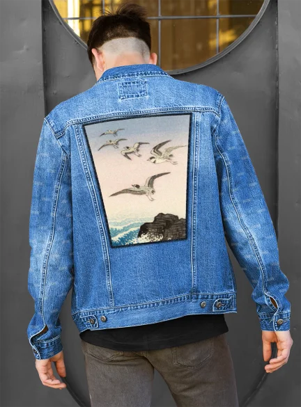 Ekran Pięć mew nad skałą w morzu Ohara Koson