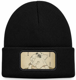 Czapka zimowa Zapaśnicy sumo Uzugafuchi Kandayu i Takasaki Ichijuro Katsushika Hokusai – czarna