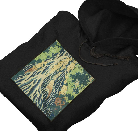 Bluza z naszywką Wodospad Kirifuri na górze Kurokami w prowincji Shimotsuke Katsushika Hokusai