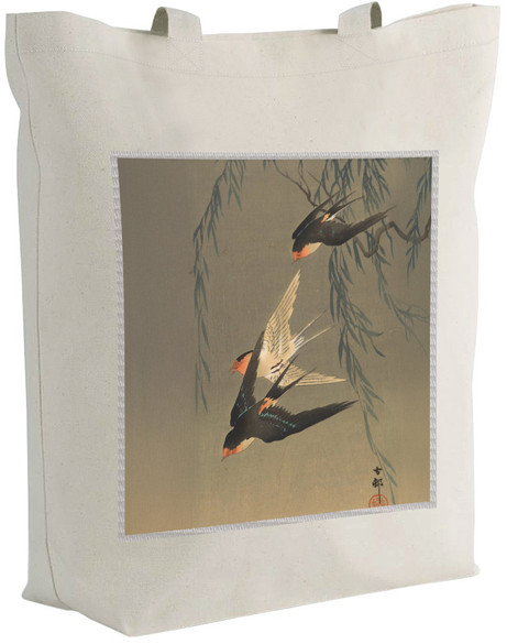 Torba z naszywką Trzy jaskółki rdzawoczerwone podczas nurkowania Ohara Koson