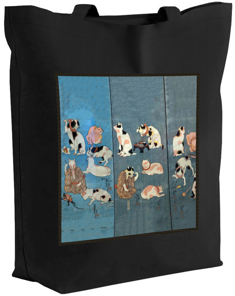 Torba z naszywką Przysłowia Ilustrowane przez Koty Utagawa Kuniyoshi