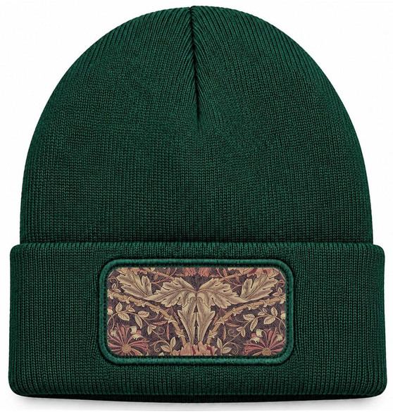 Czapka zimowa Tkanina z wiciokrzewem William Morris – zielona
