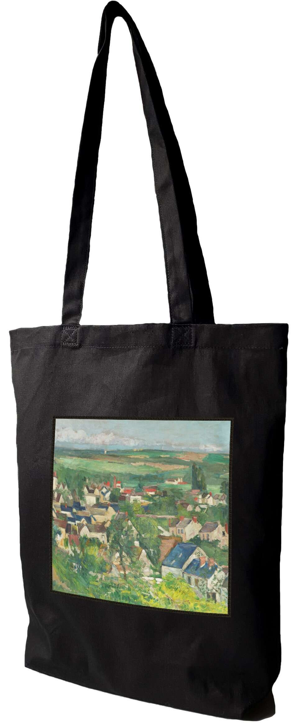 Torba z naszywką Auvers, widok panoramiczny Paul Cezanne, Czarna
