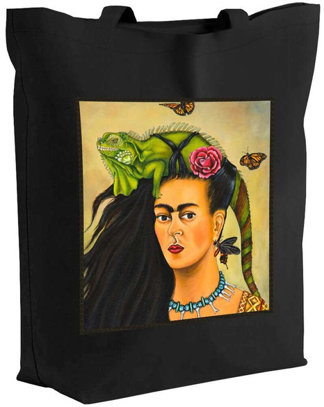 Torba z naszywką Frida z legwanem – portret inspirowany Fridą Kahlo