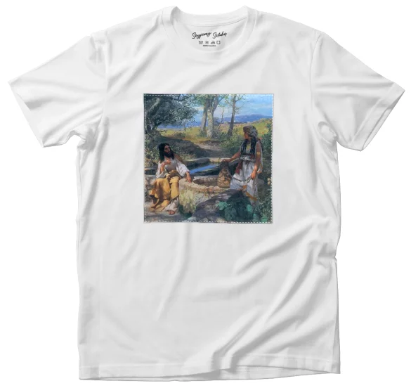 Koszulka z naszywką Chrystus i Samarytanka Henryk Siemiradzki