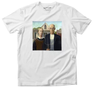 Koszulka z naszywką American Gothic Grant Wood