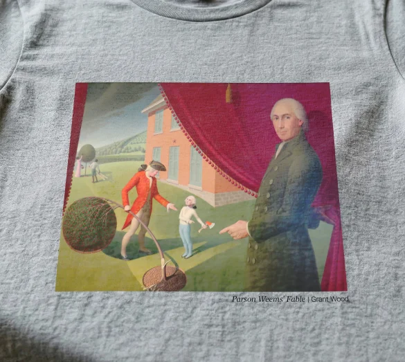 Koszulka z nadrukiem Parson Weems' Fable Grant Wood