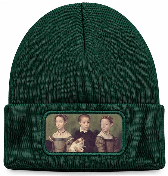 Czapka zimowa Troje dzieci z psem Sofonisba Anguissola – zielona