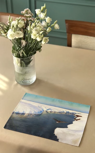 Podkładka na stół Pejzaż zimowy z rzeką i ptakiem Julian Fałat