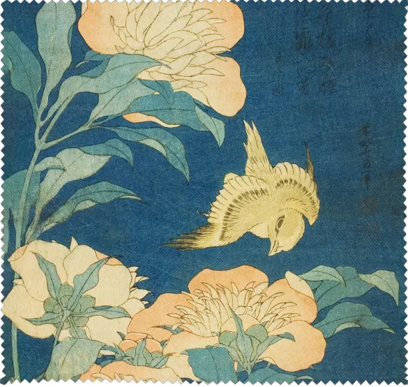 Ściereczka do okularów Kanarek i piwonia Katsushika Hokusai
