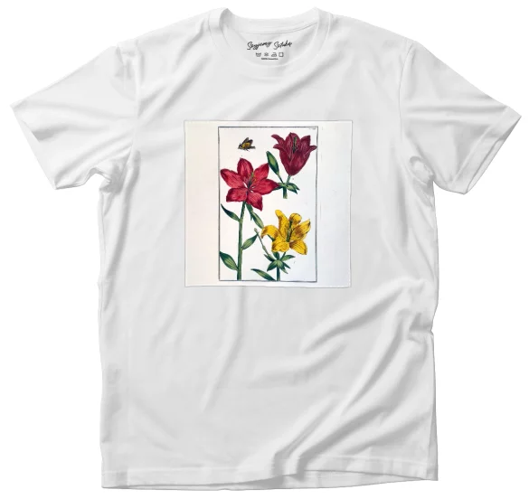 Koszulka z naszywką Lilia czerwona Maria Sibylla Merian