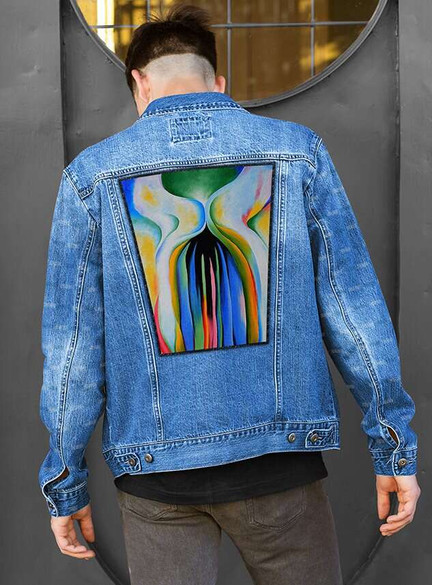 Ekran Szare linie z czarnym, niebieskim i żółtym Georgia O’Keeffe