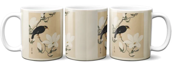 Kubek Wzgórze Myna na gałęzi magnolii Ohara Koson