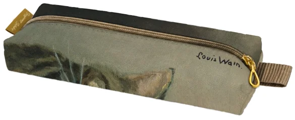 Piórnik szkolny prostokątny Studium głowy kota tabby Louis Wain
