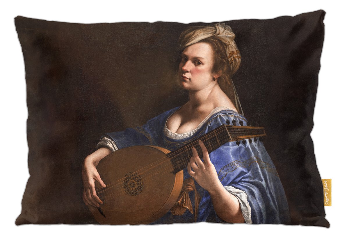 Poduszka dekoracyjna na prezent z obrazem Autoportret jako lutnistka Artemisia Gentileschi Szyjemy Sztukę