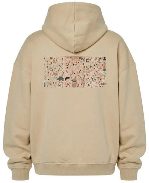 Bluza oversize 55 kotów reprezentujących pięćdziesiąt trzy stacje Tokaido Utagawa Kuniyoshi