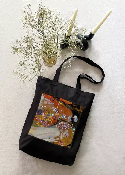 Torba z naszywką Węże Wodne II Gustav Klimt czarna