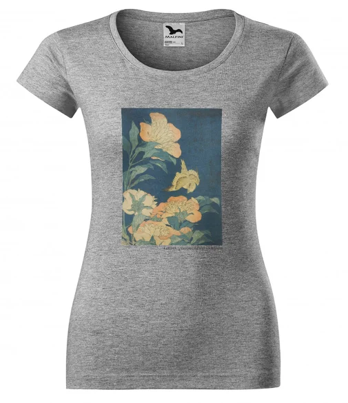 Bluzka damska Kanarek i piwonia Katsushika Hokusai