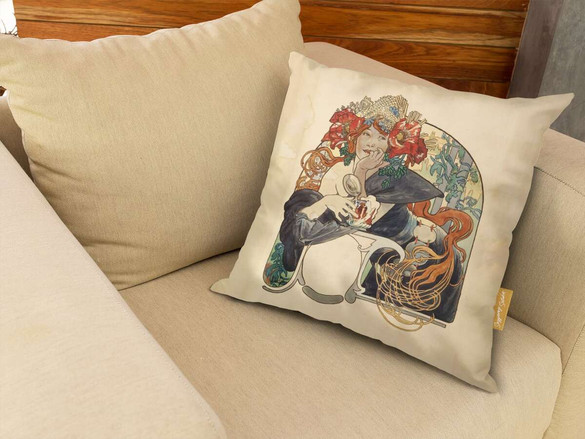 Poduszka Bières De La Meuse (Piwo z mezy) Alfons Mucha