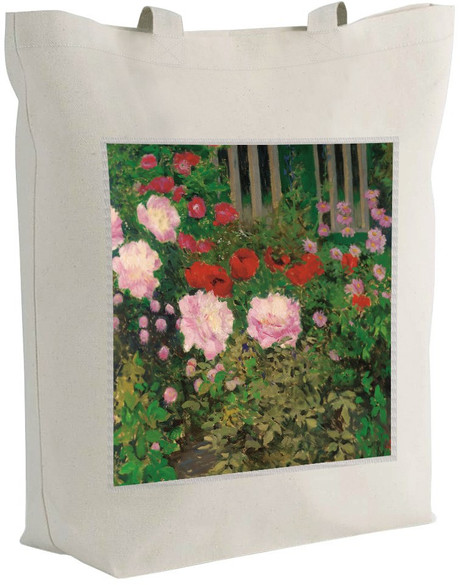 Torba z naszywką Kwitnące kwiaty na ogrodzeniu ogrodu Koloman Moser