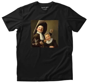 Koszulka z naszywką Chłopiec i dziewczynka z kotem i węgorzem Judith Leyster