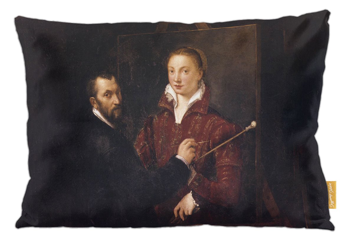 Poduszka dekoracyjna na prezent z obrazem Bernardino Campi malujący Sofonisbę Anguissolę Sofonisba Anguissola Szyjemy Sztukę