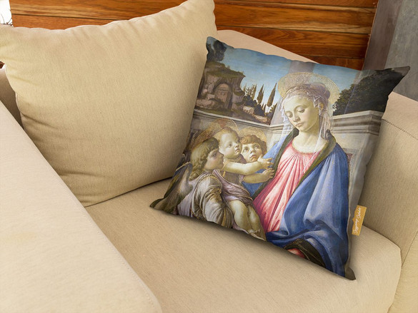 Poduszka Madonna, dziecko i 2 anioły Sandro Botticelli