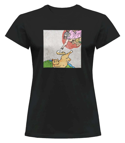 Bluzka damska z naszywką CAT PARODY: Stworzenie Adama