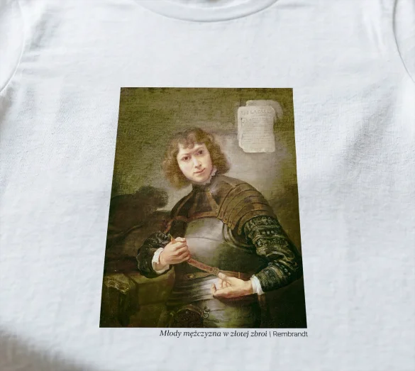 Koszulka z nadrukiem Młody mężczyzna w złotej zbroi Rembrandt