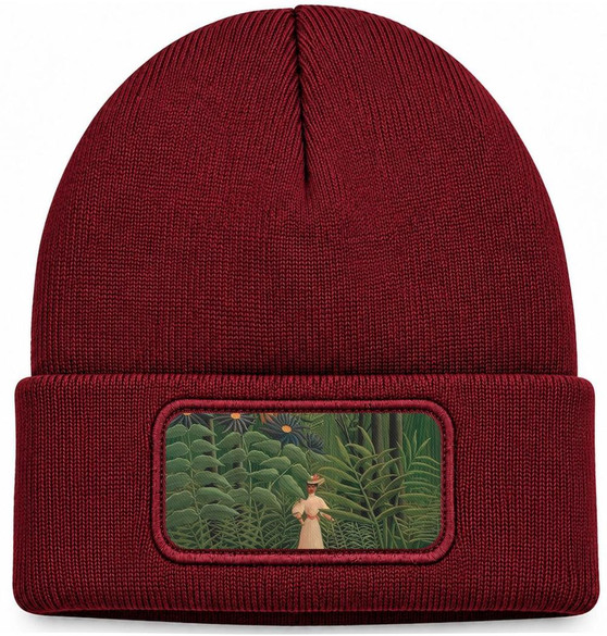 Czapka zimowa Woman Walking in an Exotic Forest Henri Rousseau – bordowa