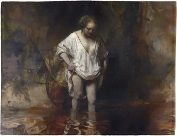 Podkładka na stół Hendrickje kąpiąca się w rzece Rembrandt