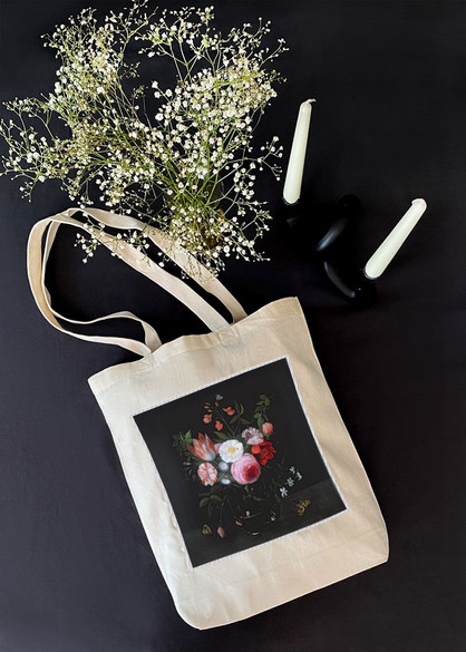 Torba z naszywką Wiosenne kwiaty w szklanym wazonie Jan van Kessel (starszy) 