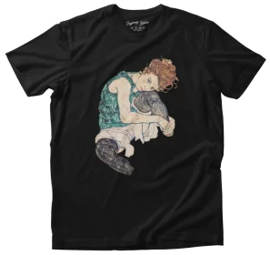 Koszulka Siedząca kobieta z podniesionym kolanem Egon Schiele