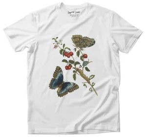 Koszulka Great Blue Butterflies and Red Fruits Maria Sibylla Merian