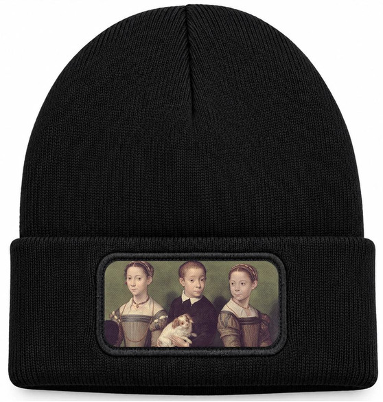 Czapka zimowa Troje dzieci z psem Sofonisba Anguissola – czarna