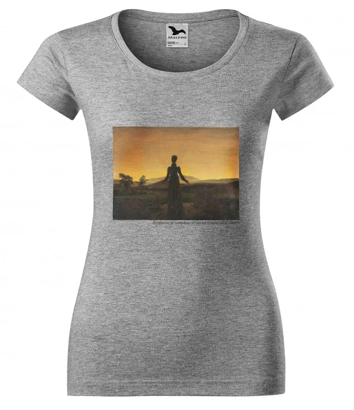 Bluzka damska Kobieta na tle zachodzącego słońca Caspar David Friedrich