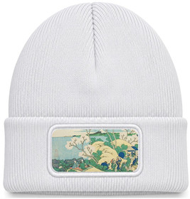Czapka zimowa Wzgórze Goten w Shinagawa nad Tokaido Katsushika Hokusai – biała