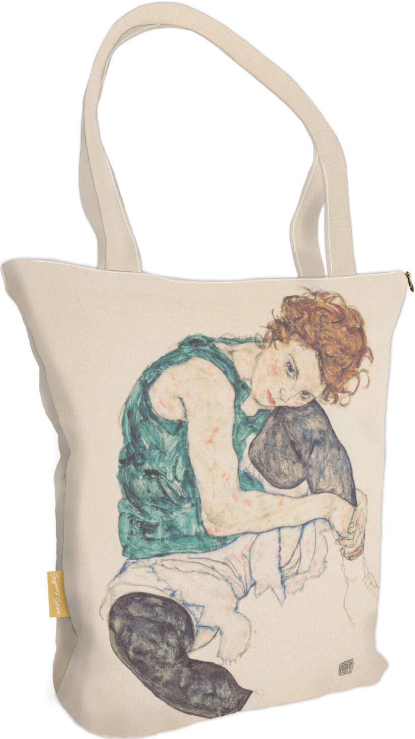 Torba na ramię shopper Siedząca kobieta z podniesionym kolanem Egon Schiele