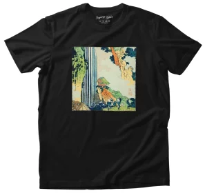 Koszulka z naszywką Wodospad Ono na drodze Kisokaidō Katsushika Hokusai