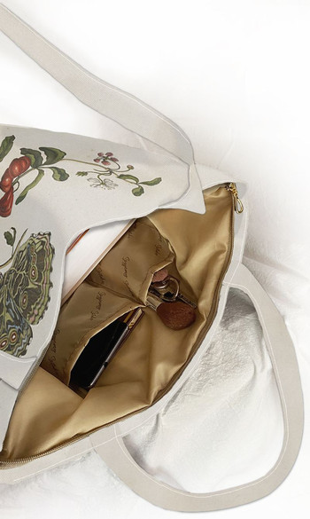 Torba na ramię shopper Great Blue Butterflies and Red Fruits Maria Sibylla Merian