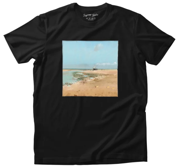 Koszulka z naszywką Plaża podczas odpływu (ujście rzeki) Edgar Degas