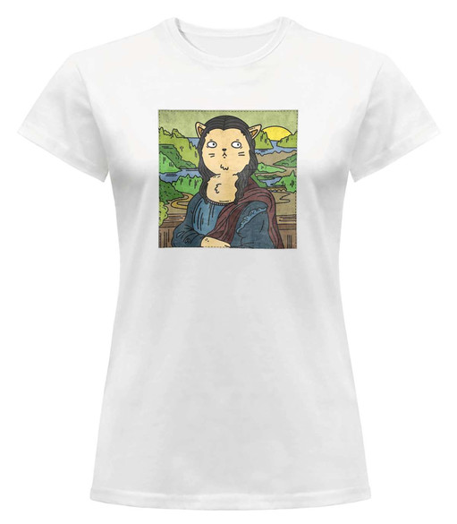 Bluzka damska z naszywką CAT PARODY: Mona Lisa